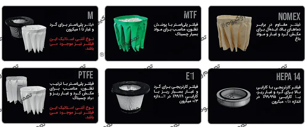 انواع فیلترهای صنعتی تولید شده توسط تصمیم وکیوم