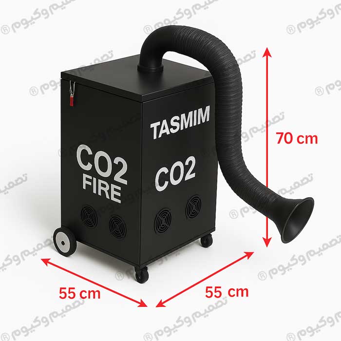 ابعاد واقعی غبارگیر و مکنده دود صنعتی fume تصمیم وکیوم