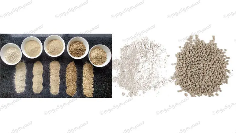 مقایسه اندازه پودر، گرانول و پلت برای انتخاب دیداستر